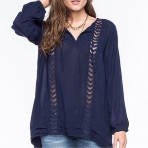 Volcom high low tunic balloon sleeves Navy size Medium